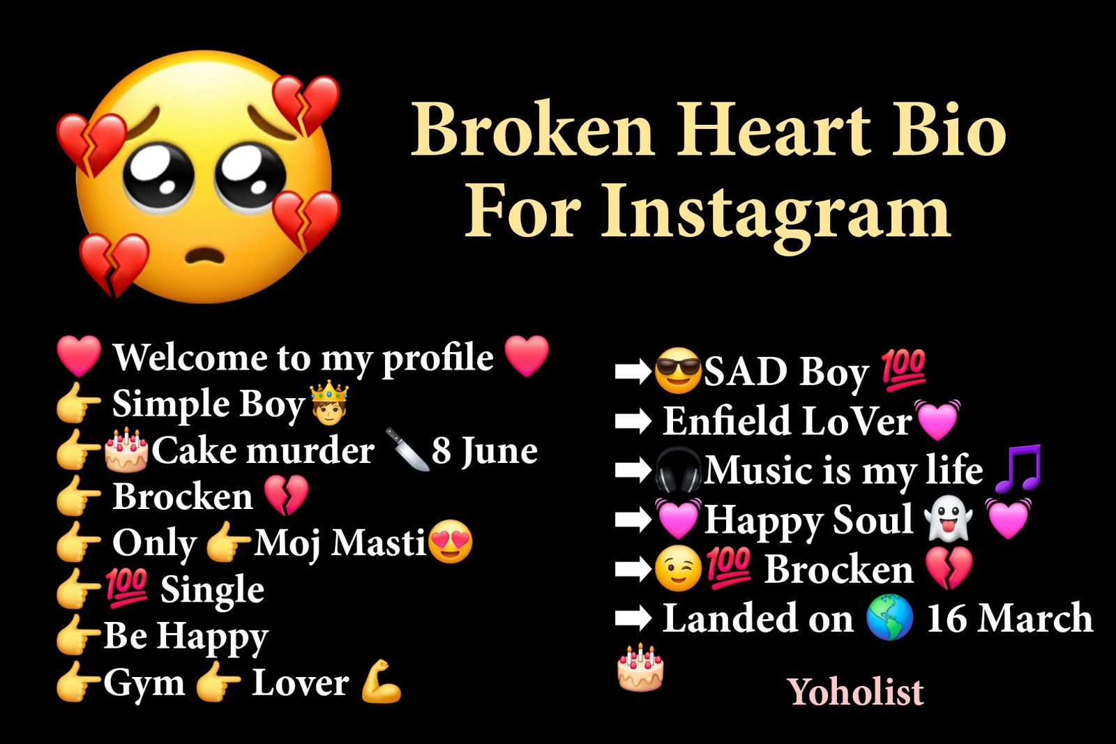 Broken bio for Instagram