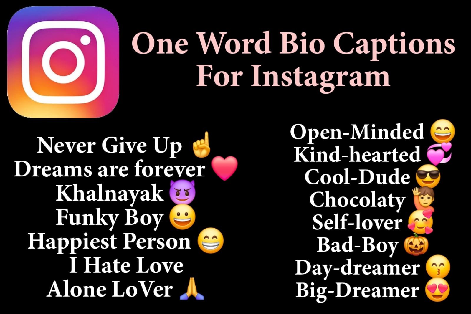 One Word Bio Captions For Instagram